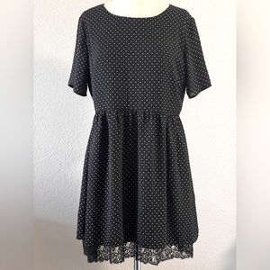 Black & White Polka Dot Lace Babydoll Dress